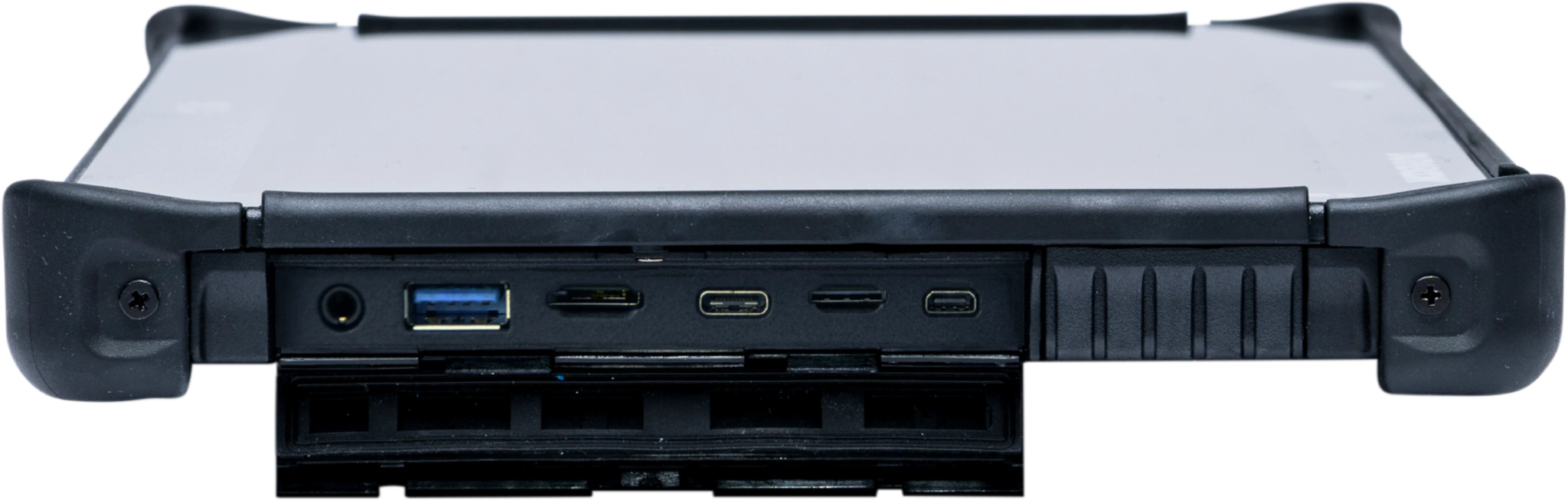 Durabook R11 zijaanzicht met geopende afdekking